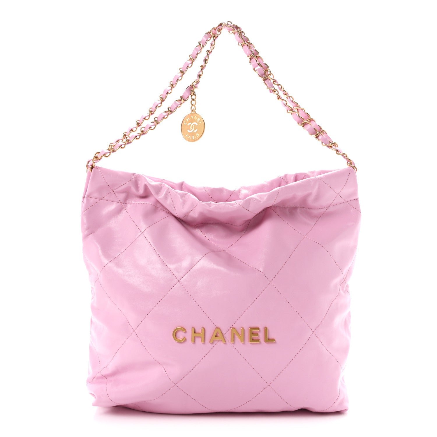 Chanel Shiny Calfskin Quilted Small Chanel 22 Pink
