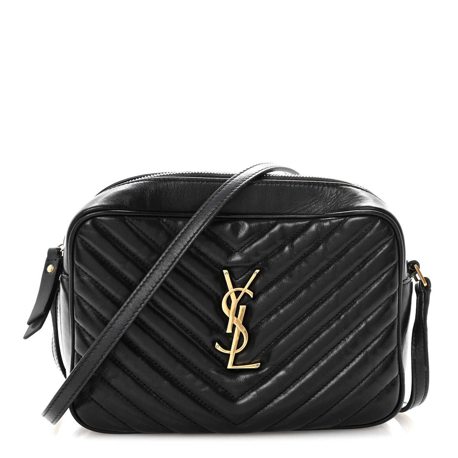 Saint Laurent Calfskin Matelasse Monogram Lou Camera Bag Black