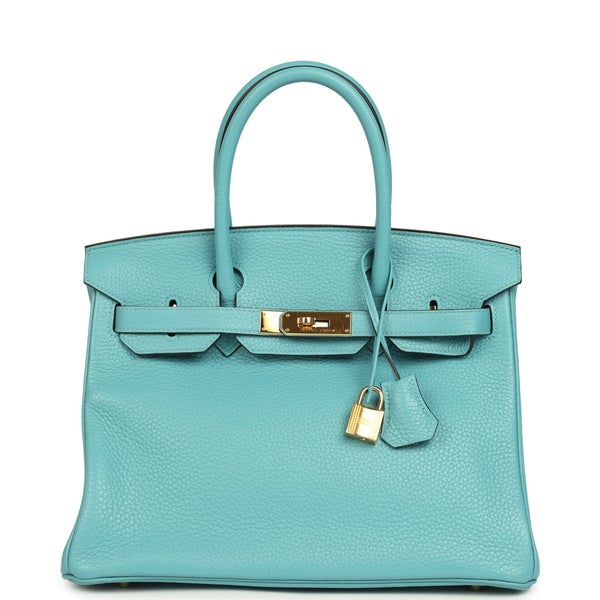 Hermes Pre-owned Hermes Birkin 30 Bleu Saint-Cyr Clemence Gold Hardware