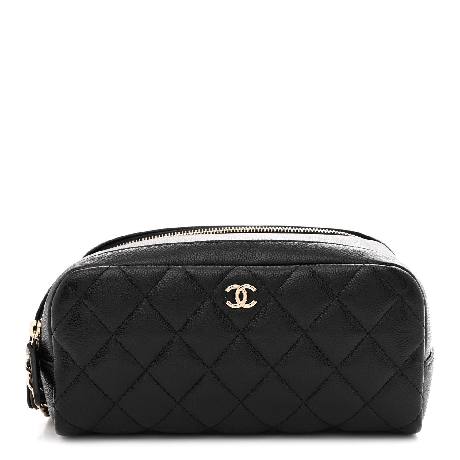 Chanel Caviar Quilted Toiletry Case With Chain Black