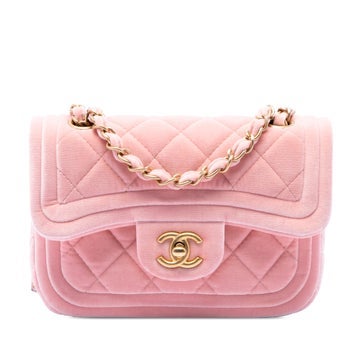 Chanel Velvet Mini Quilted Velvet Double Frame Flap