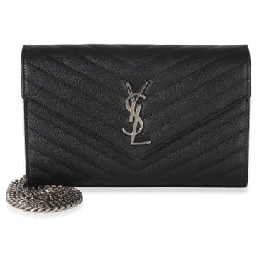 Leather De Poudre Cassandre Chain Wallet Small
