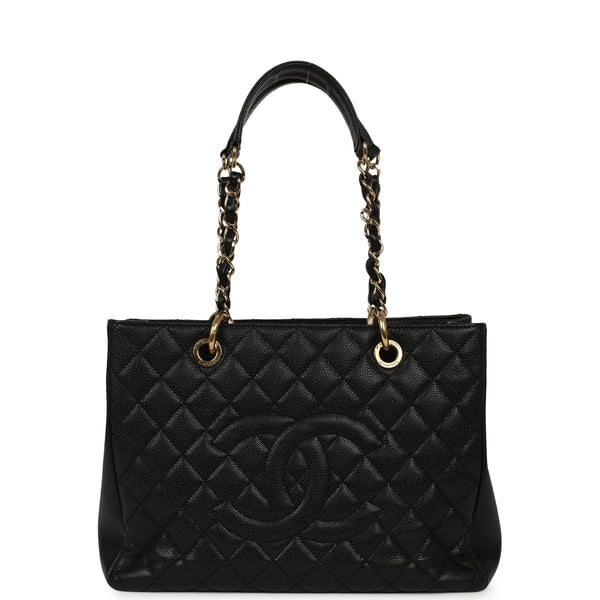 Pre-owned Chanel Grand Shopping Tote Black Caviar Gold Hardware