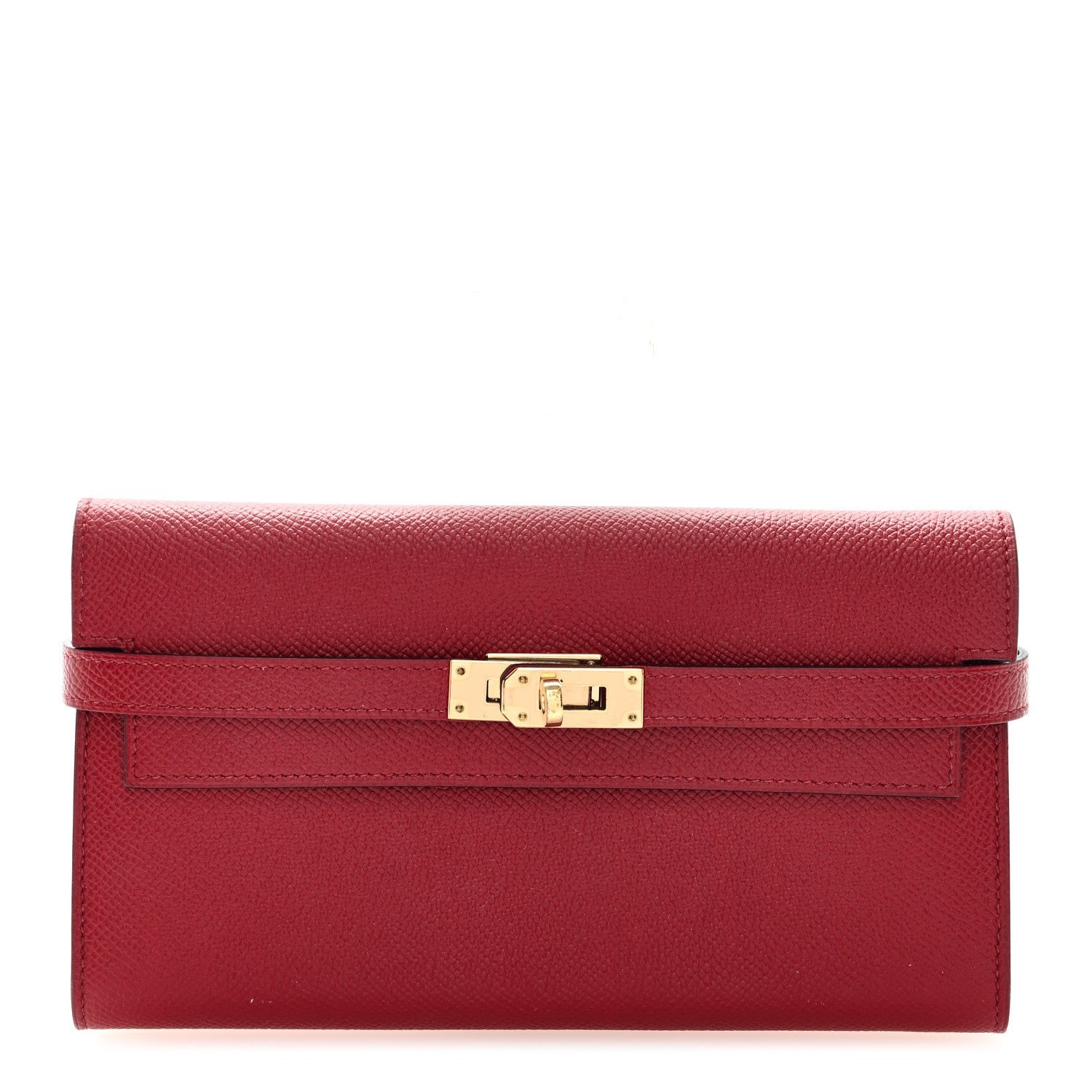 Hermes Epsom Kelly Longue Wallet Rouge Grenat