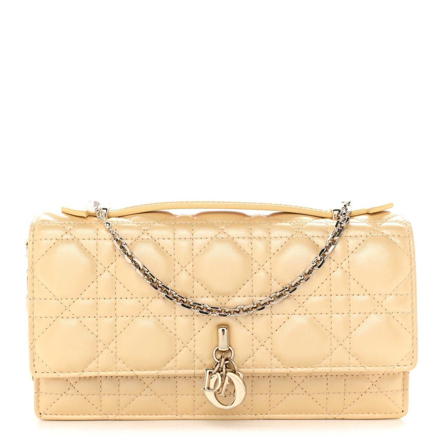 Christian Dior Metallic Lambskin Cannage Mini My Dior Bag Beige