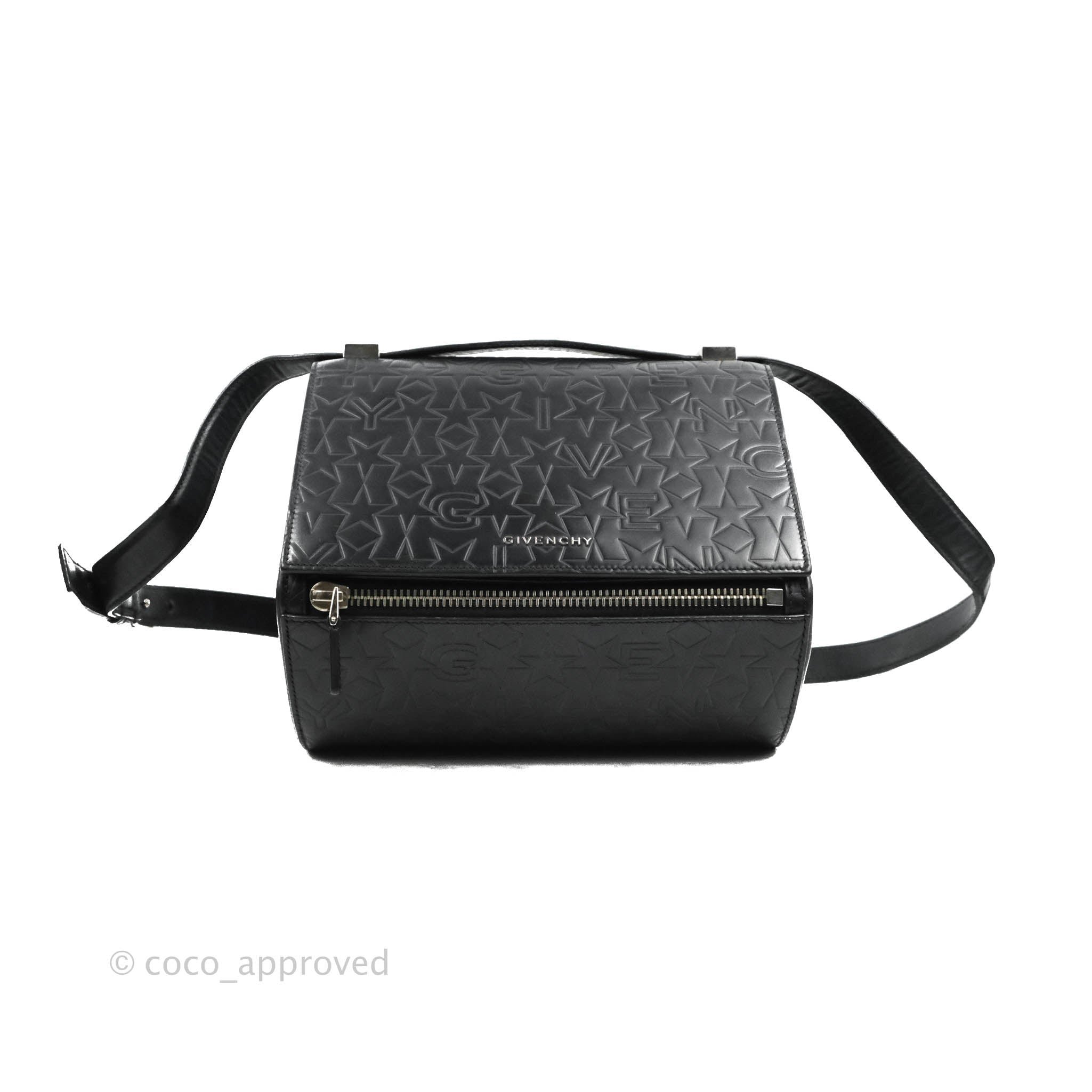 Givenchy Givenchy Calfskin Star Embossed Medium Pandora Box Crossbody Bag Black
