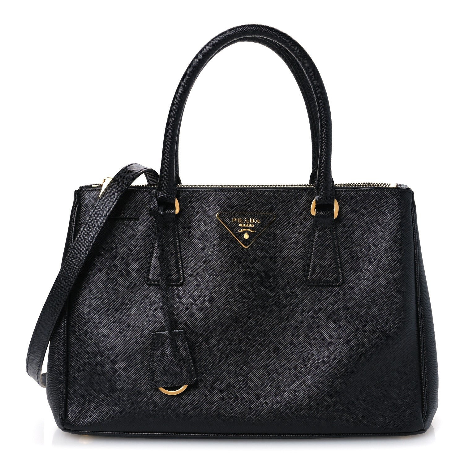 Prada Saffiano Small Galleria Double Zip Tote Black
