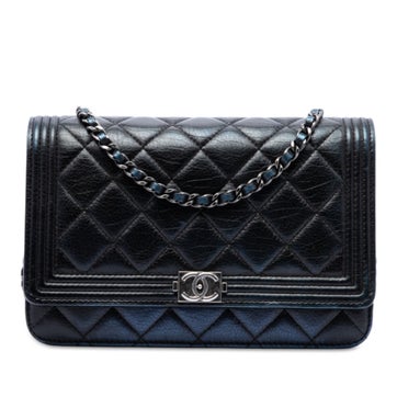 Quilted Aged Calfskin Boy Wallet on Chain