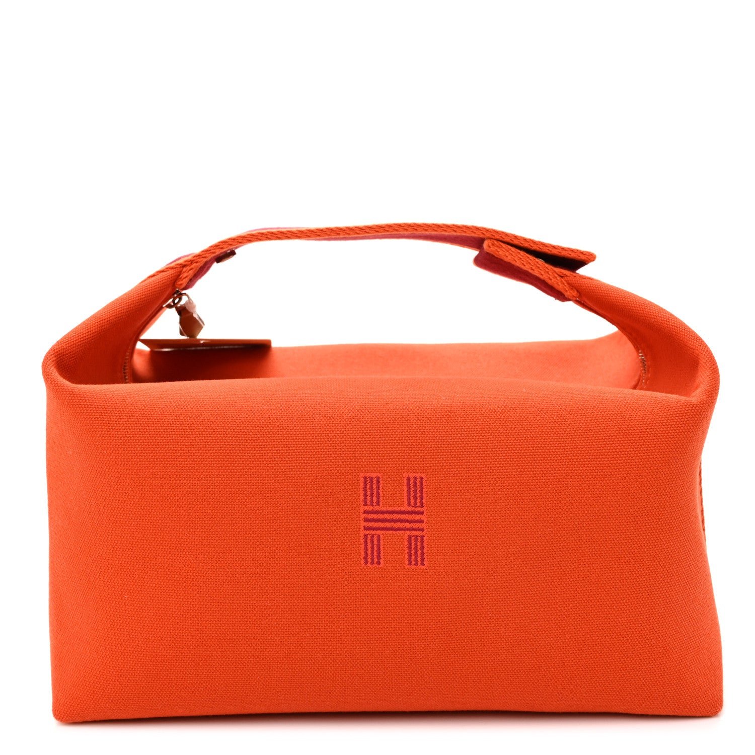 Hermes Hermes Canvas Large Bride-A-Brac Pouch Orange Feu Burgundy