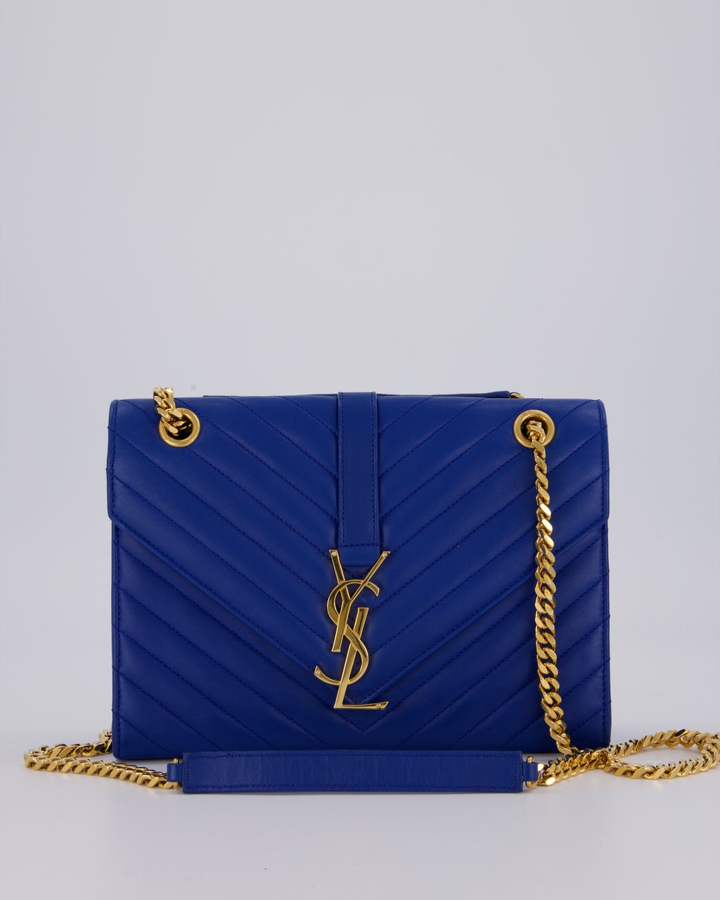 Saint Laurent Blue Electric Envelope Bag in Lambskin Leather With Gold Hardware