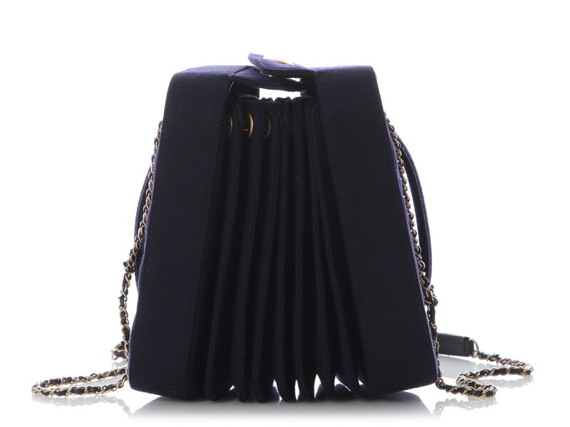 Navy Paris-Hamburg Accordion Bag Aged Gold Hardware, 2018