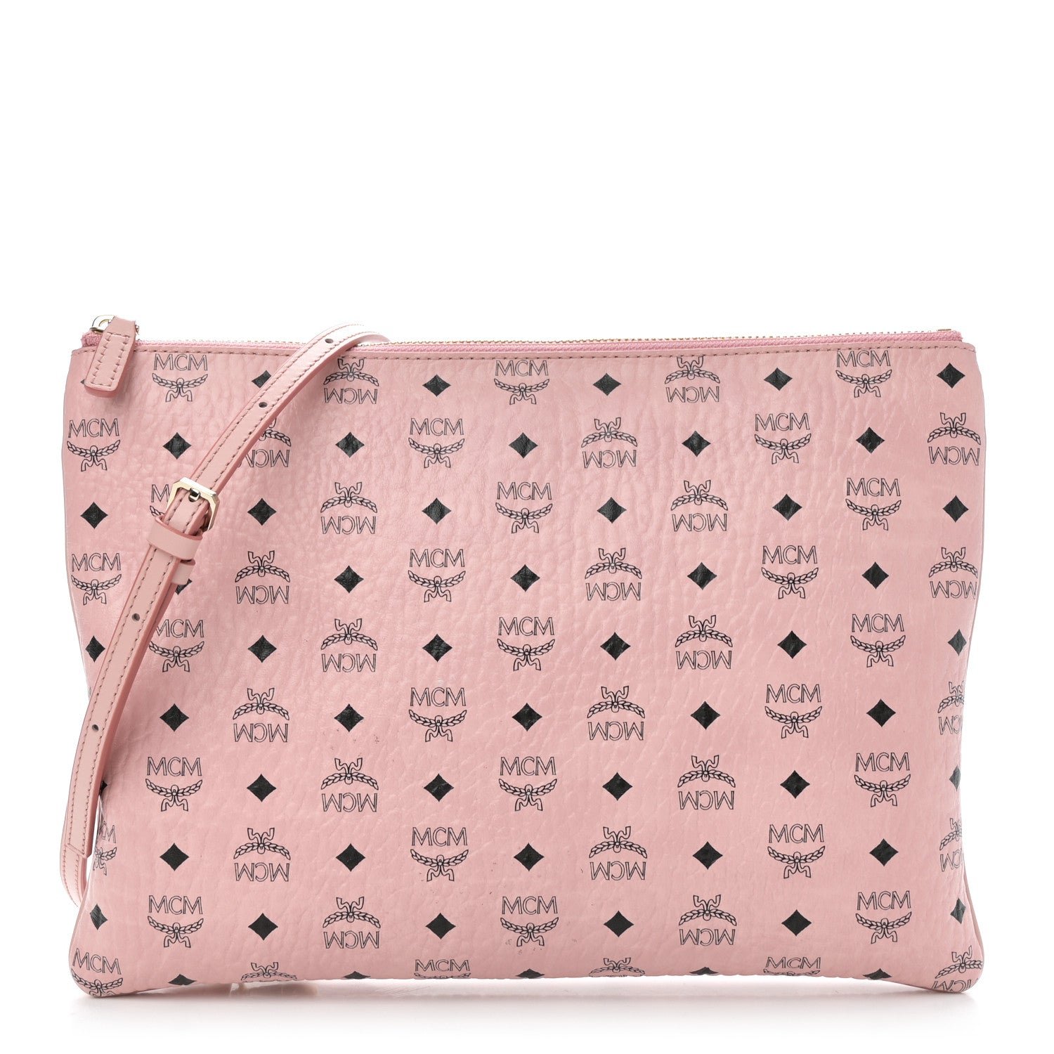 MCM Visetos Medium Crossbody Pouch Soft Pink