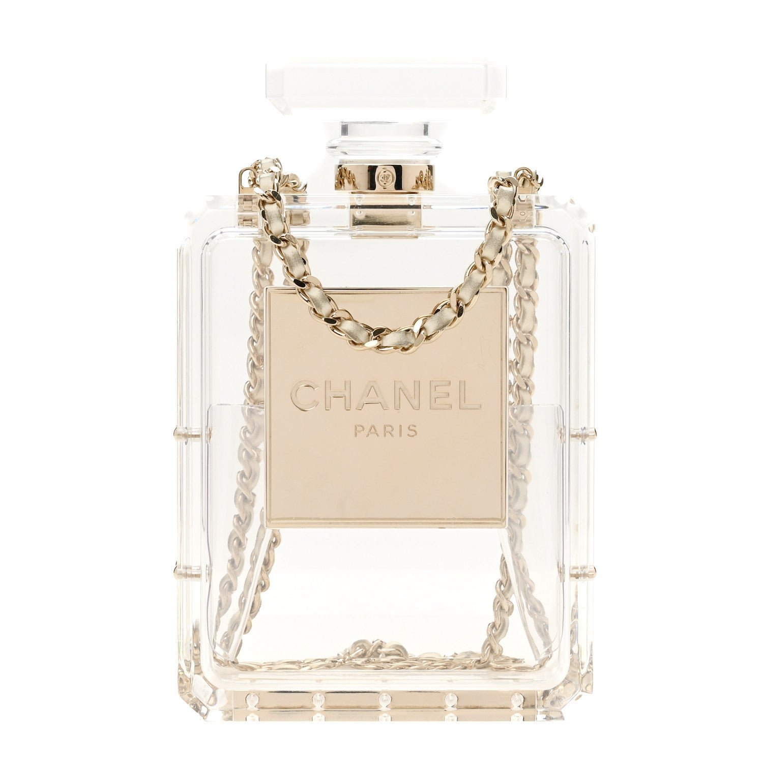Chanel Transluscent Plexiglass Perfume Bottle Clutch