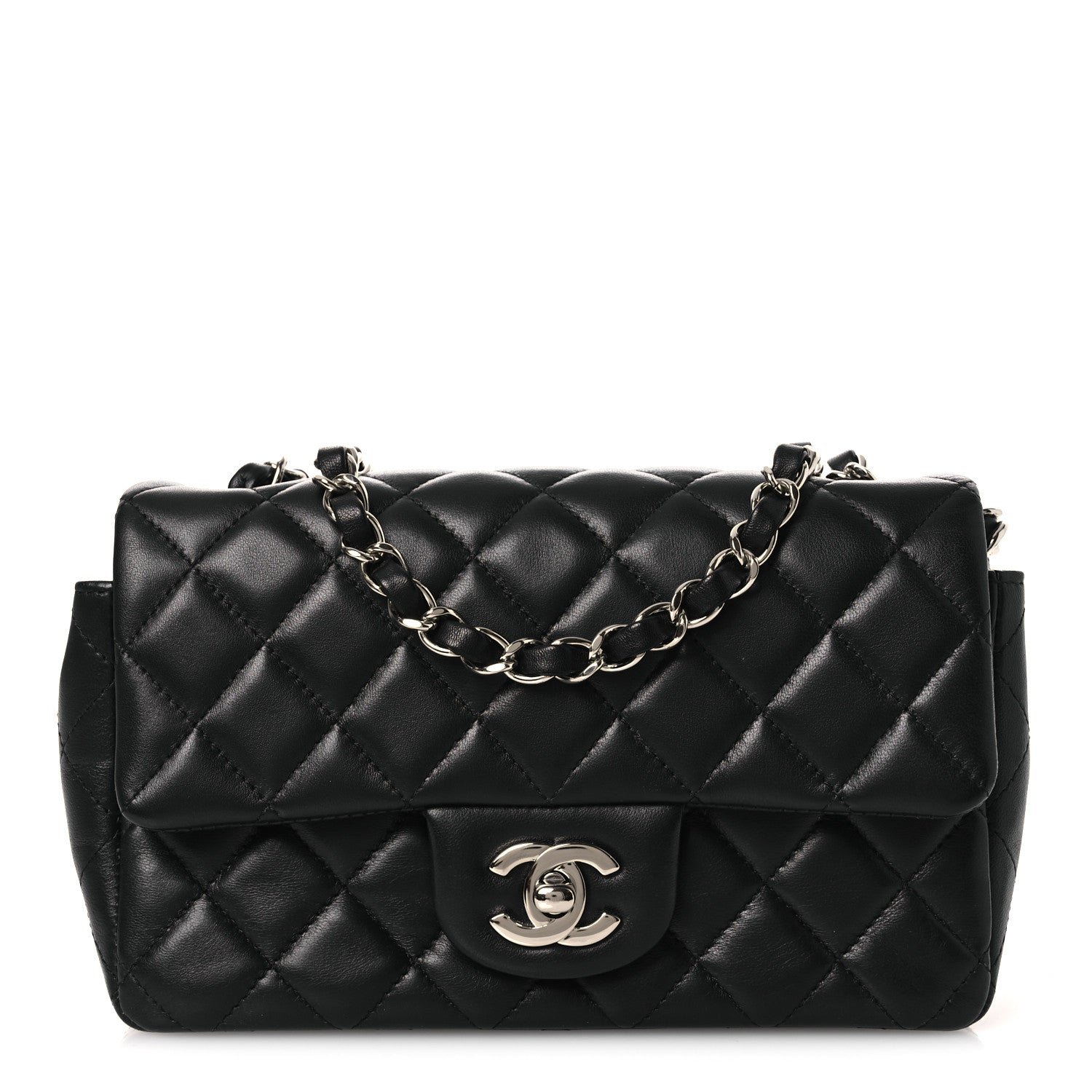 Chanel Lambskin Quilted Mini Rectangular Flap Black