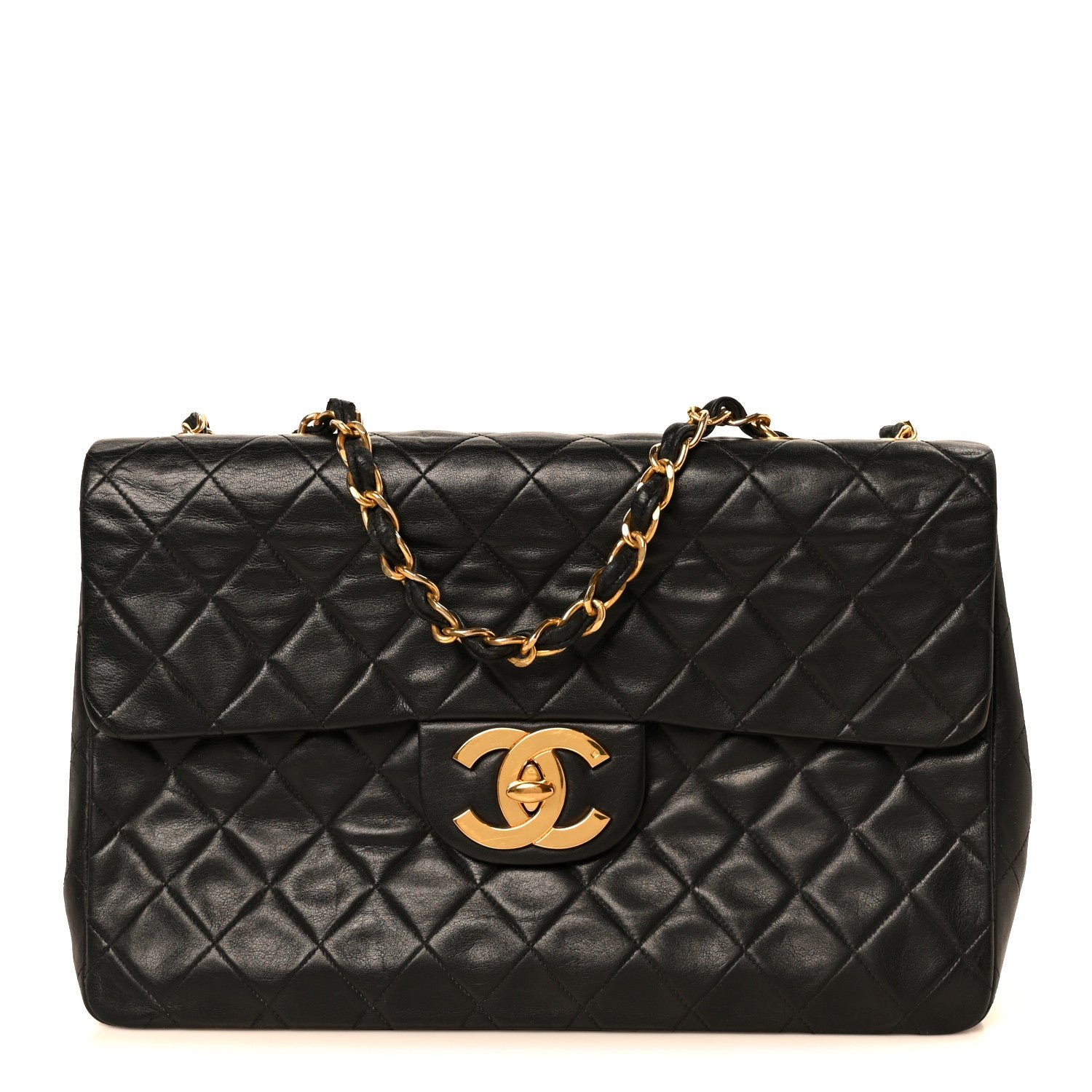 Chanel Lambskin Quilted XL Jumbo Single Flap Black