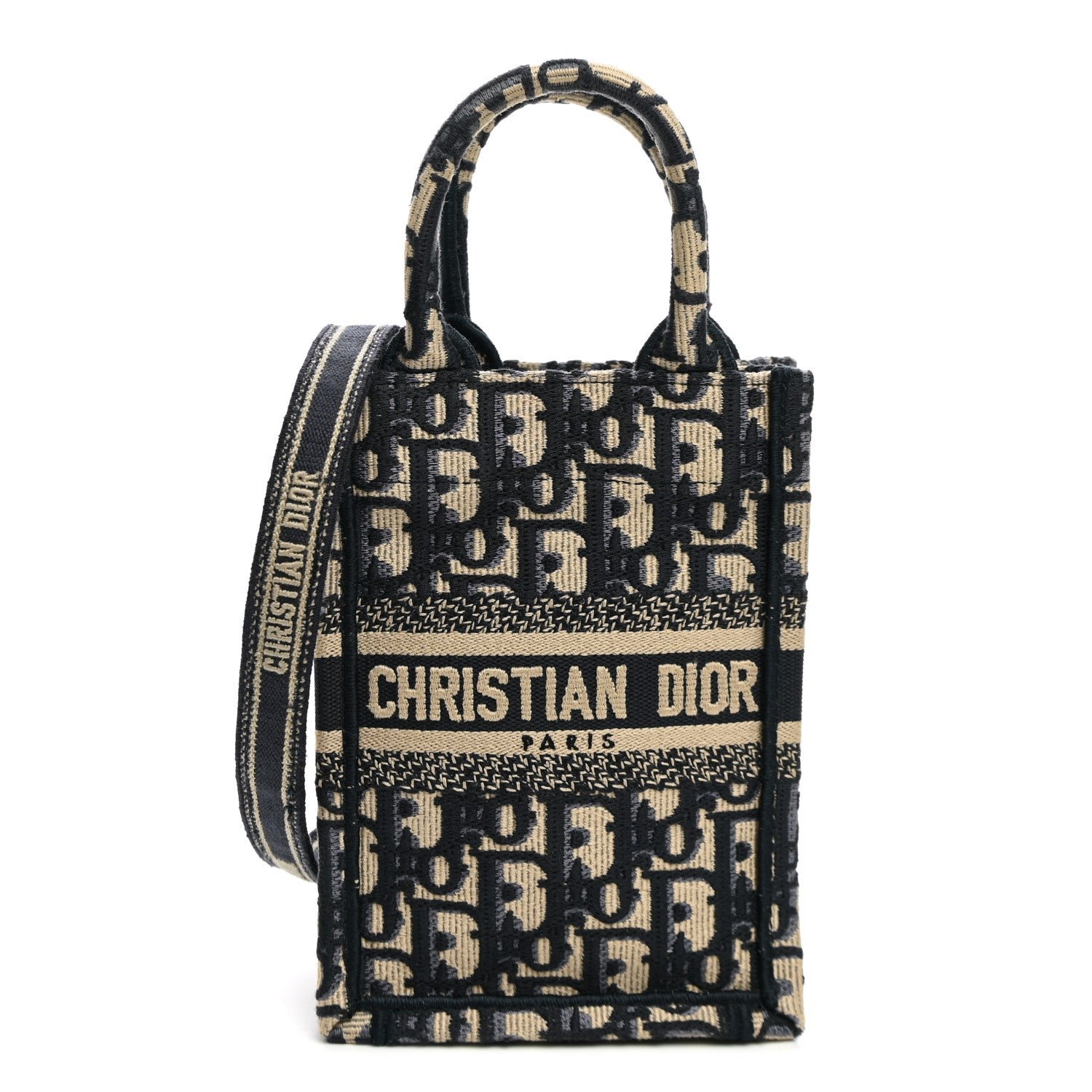 Christian Dior Oblique Mini Book Tote Phone Bag Blue