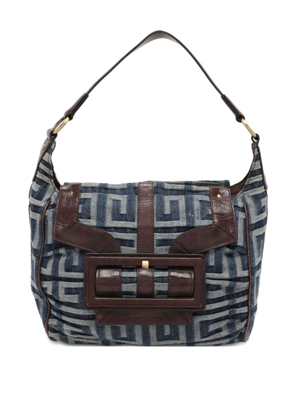logo-pattern buckle-fastening shoulder bag