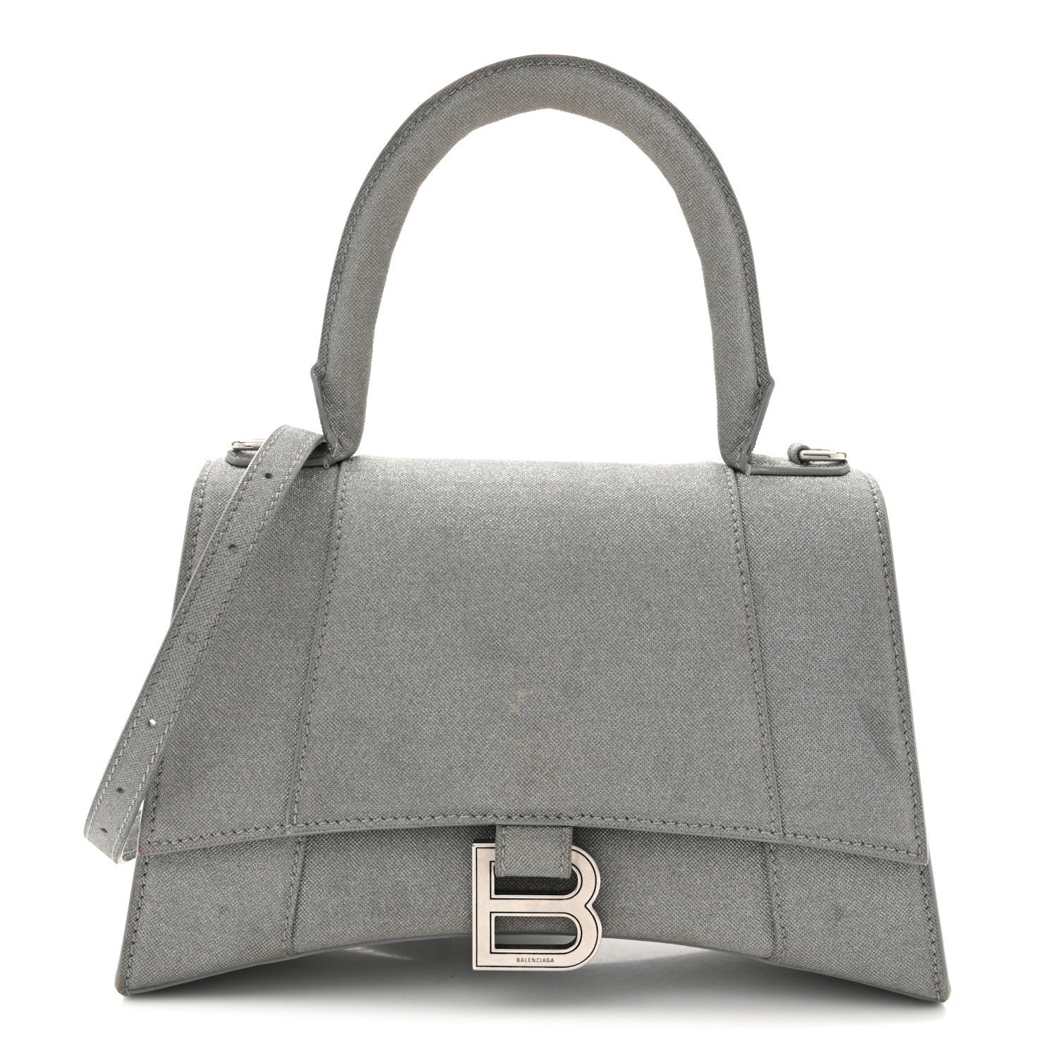 Balenciaga Glitter Fabric Small Hourglass Top Handle Bag Grey