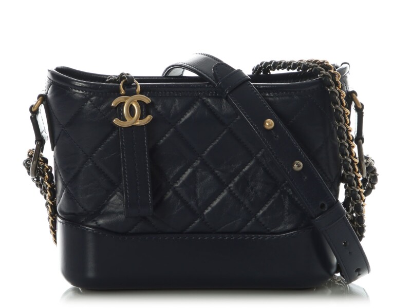 Navy Aged Quilted Calfskin Small Gabrielle Mixed Hardware, 2018-2019
