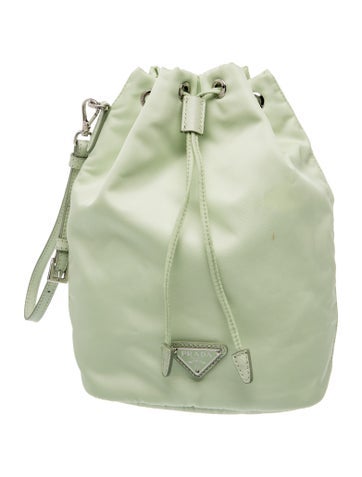 Saffiano Leather Nylon Bucket Bag
