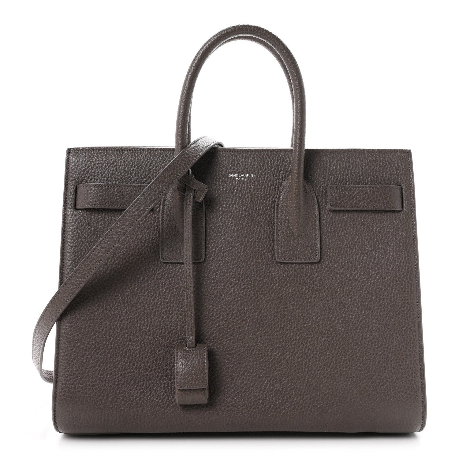 Saint Laurent Grained Calfskin Small Sac De Jour Fog
