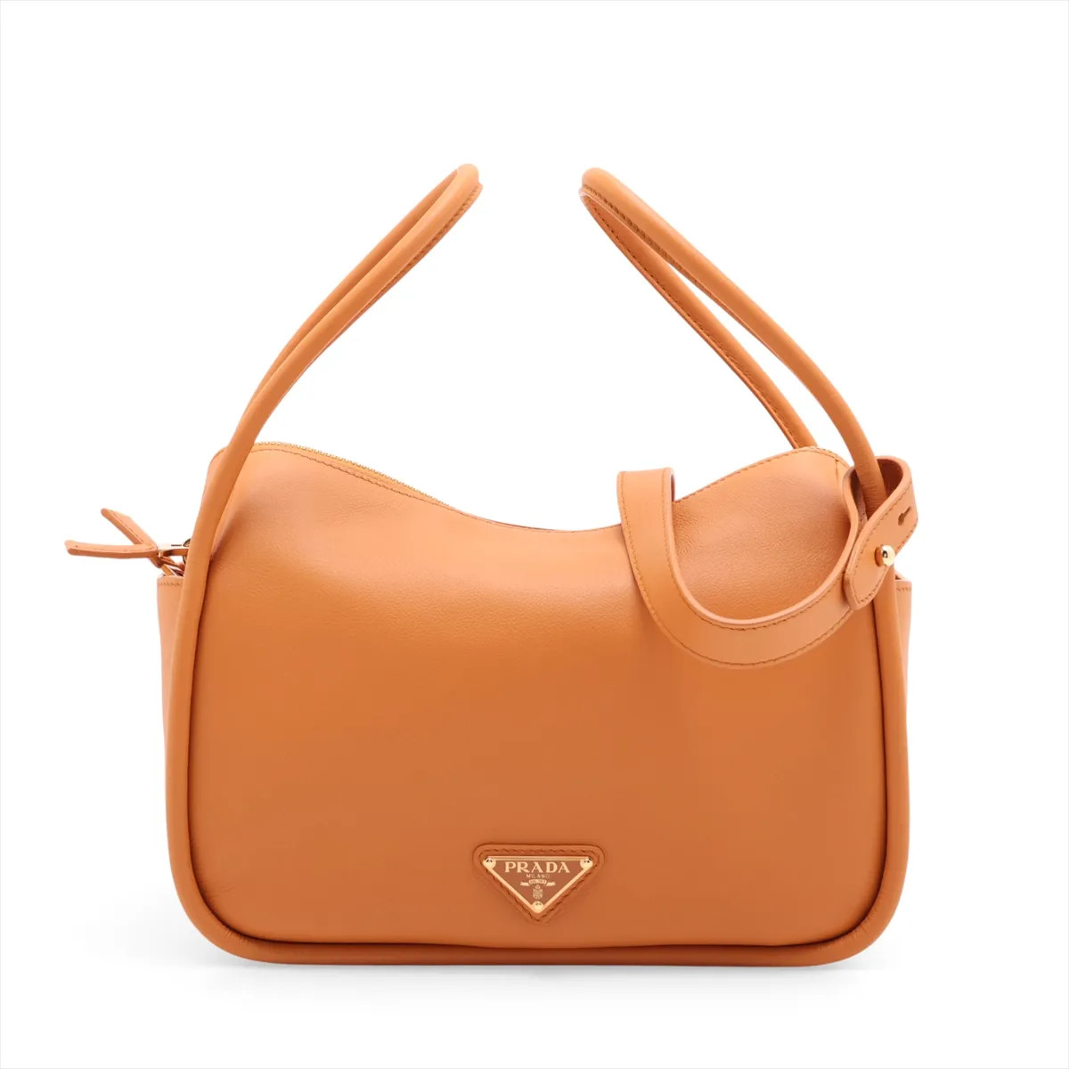 Prada soft grain darlings 1BA451 Leather 2 Way Handbag Orange