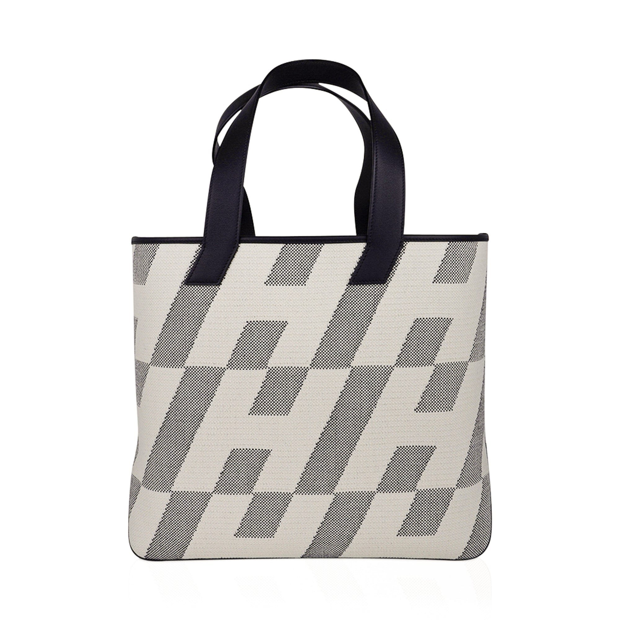 Hermes Hermes Cabas H En Biais Black / Ecru Canvas / Swift 40 Tote Bag