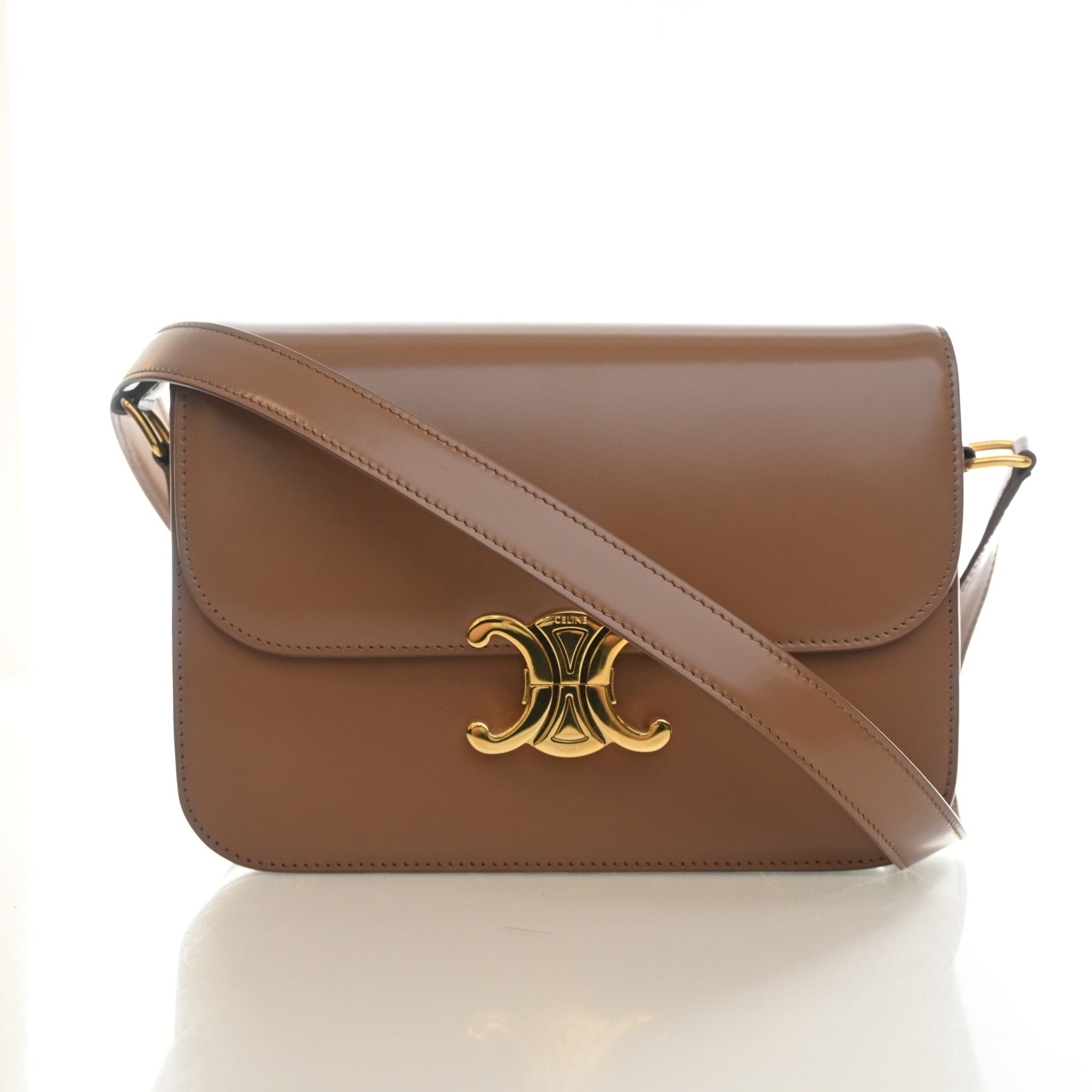 Celine Classique Calfskin Triomphe Flap Bag
