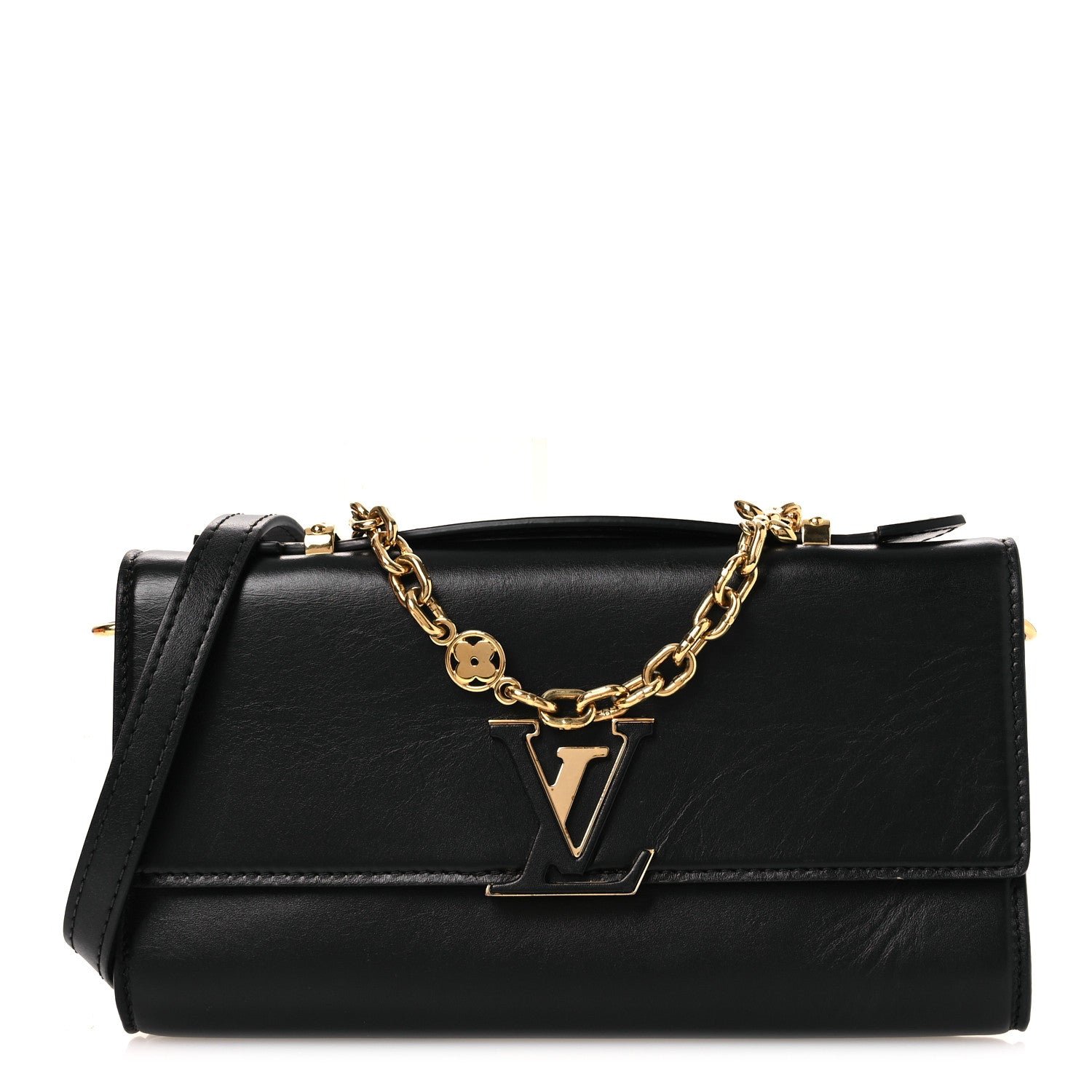 Louis Vuitton Calfskin LV Wallet On Chain Capucines Black