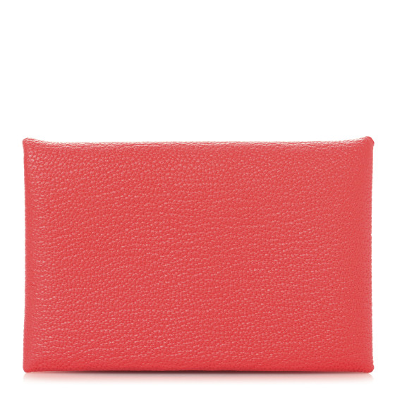 Hermes Chevre Mysore Calvi Card Case Rose Texas