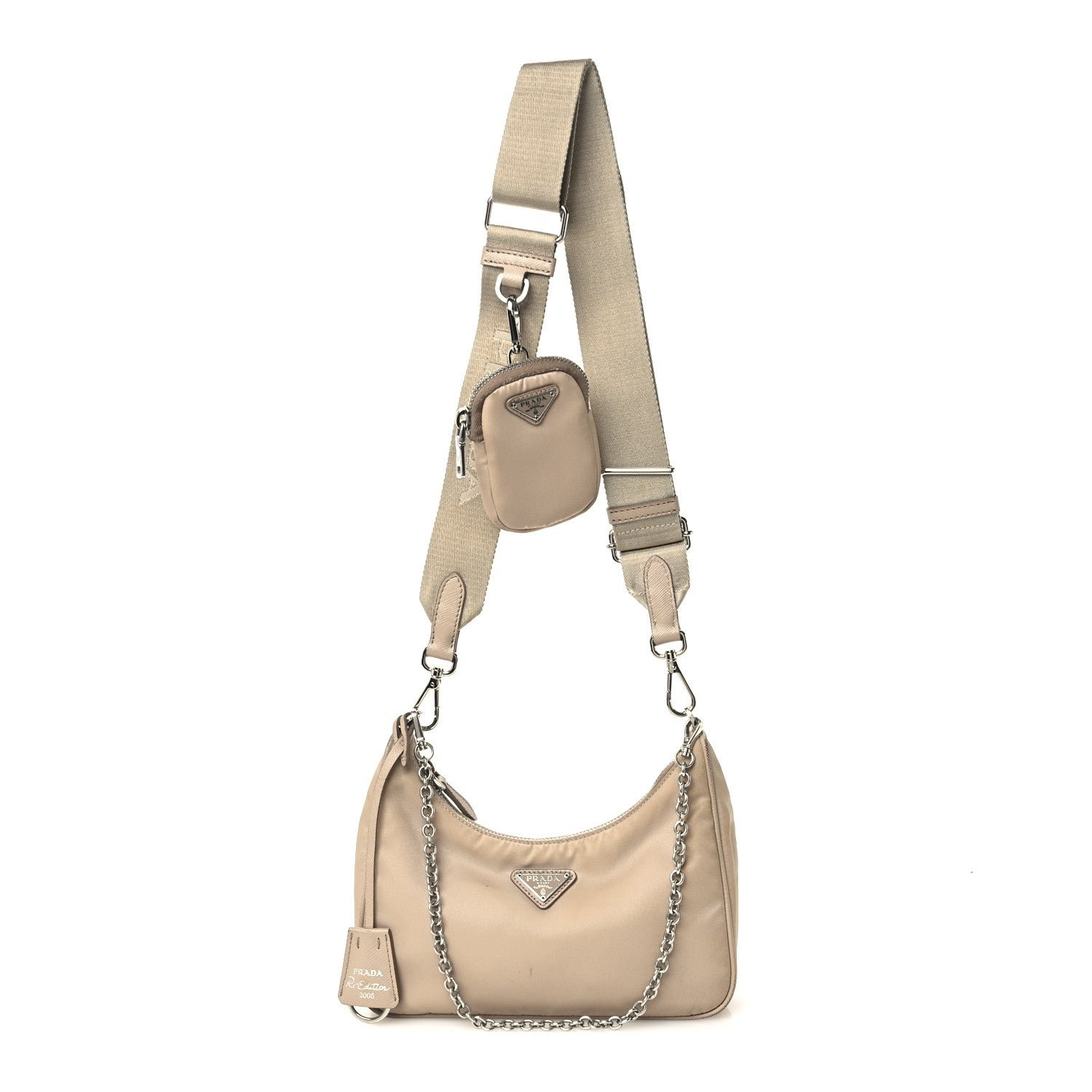Prada Nylon Re-Edition 2005 Shoulder Bag Cammeo