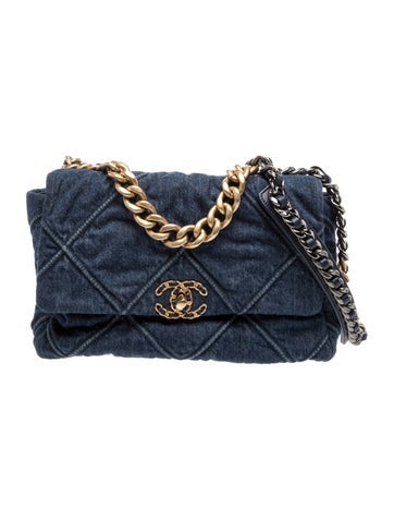 Large Denim 19 Flap Bag