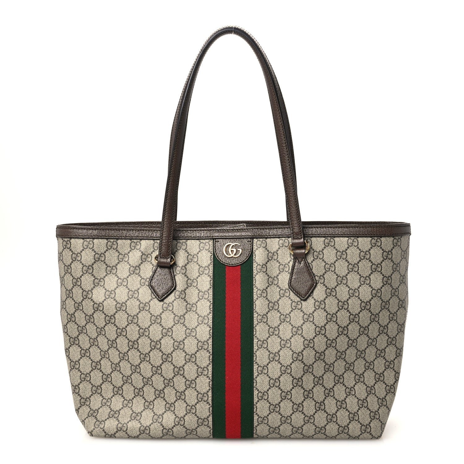 Gucci GG Supreme Monogram Medium Ophidia Shopping Tote Brown