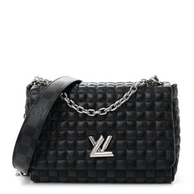 Louis Vuitton Calfskin Quilted Damier Twist MM Black Anthracite