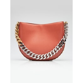 Stella McCartney Orange Faux Leather Medium Frayme Shoulder Bag