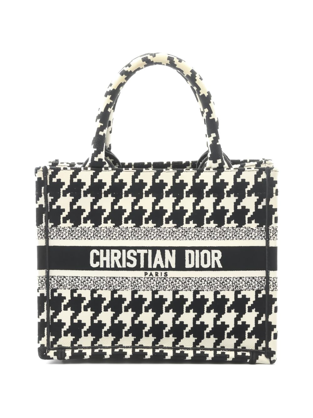 2000s small Book Tote houndstooth tote bag