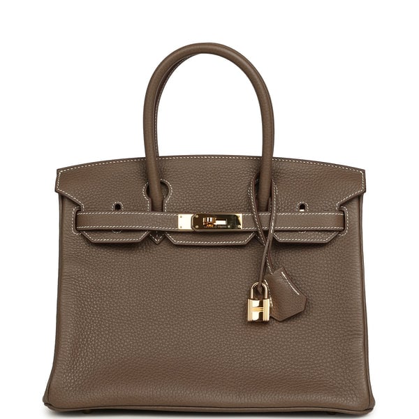 Pre-owned Hermes Birkin 30 Etoupe Clemence Gold Hardware