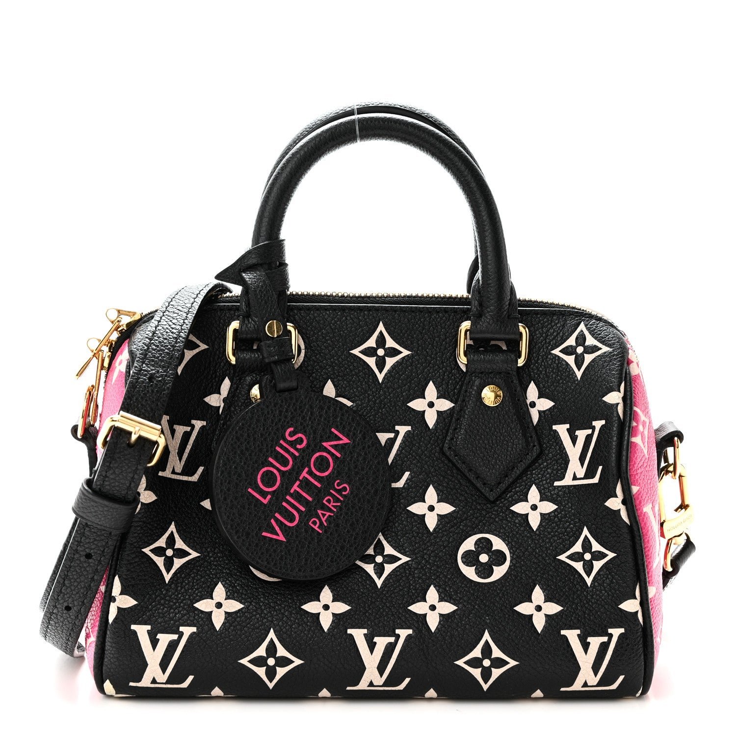 Louis Vuitton Louis Vuitton Empreinte Monogram Spring in the City Speedy Bandouliere 20 Black White Pink