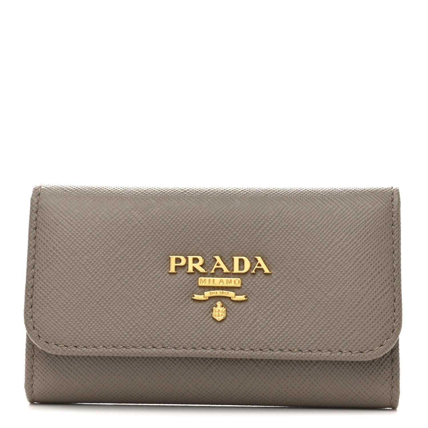 Prada Saffiano Fiocco 6 Key Holder Argilla