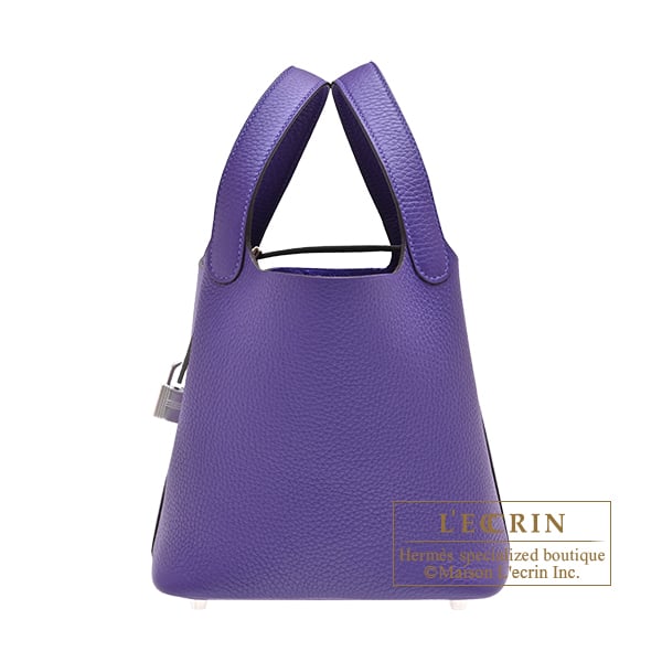 Hermes Picotin Lock bag 18/PM Purple Clemence leather Silver hardware