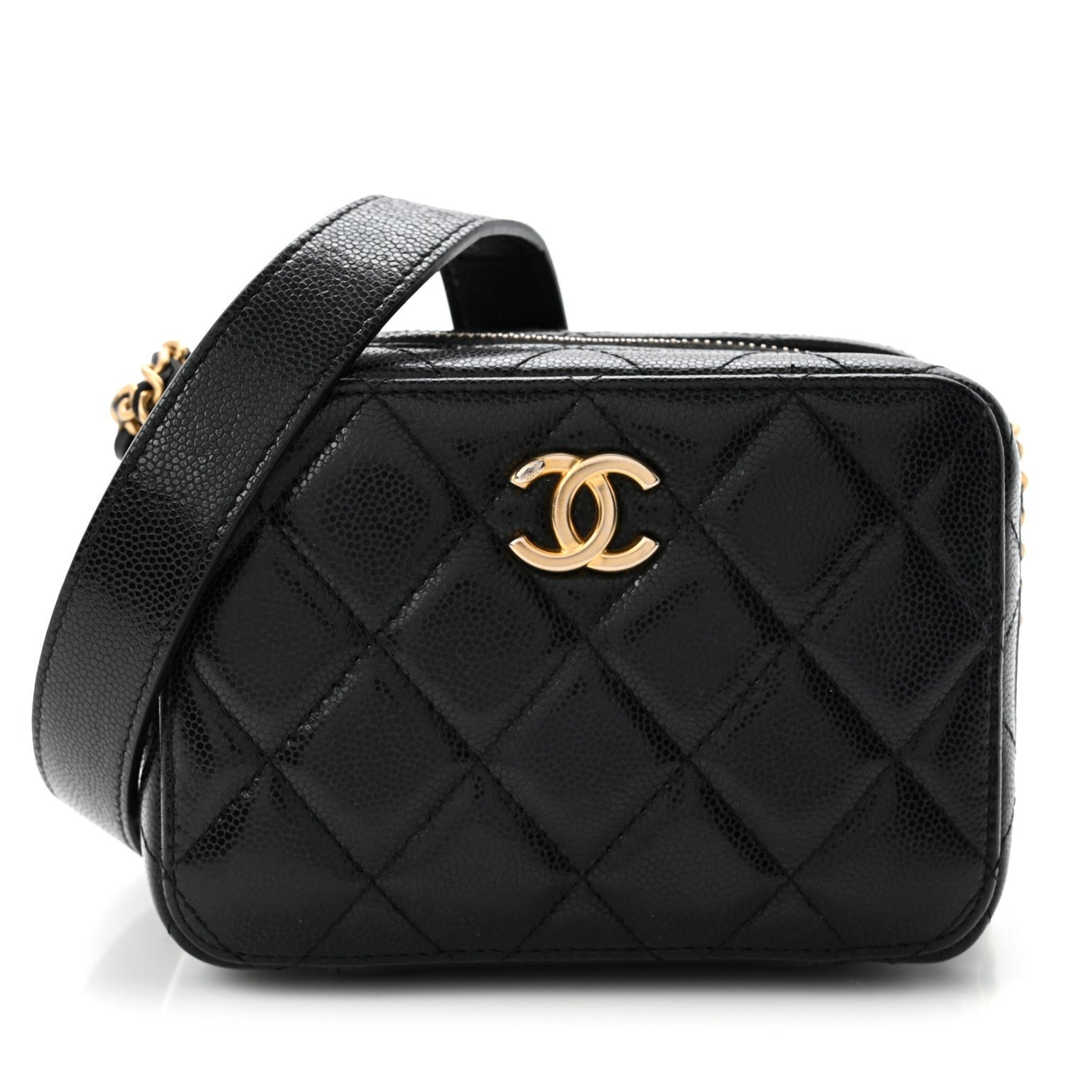 Chanel Caviar Quilted Twist Your Buttons Clutch With Chain Black