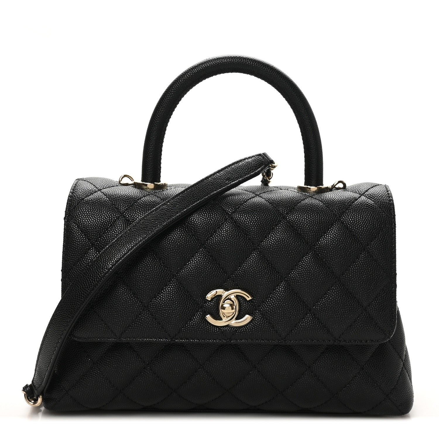 Chanel Caviar Quilted Mini Coco Handle Flap Black Black