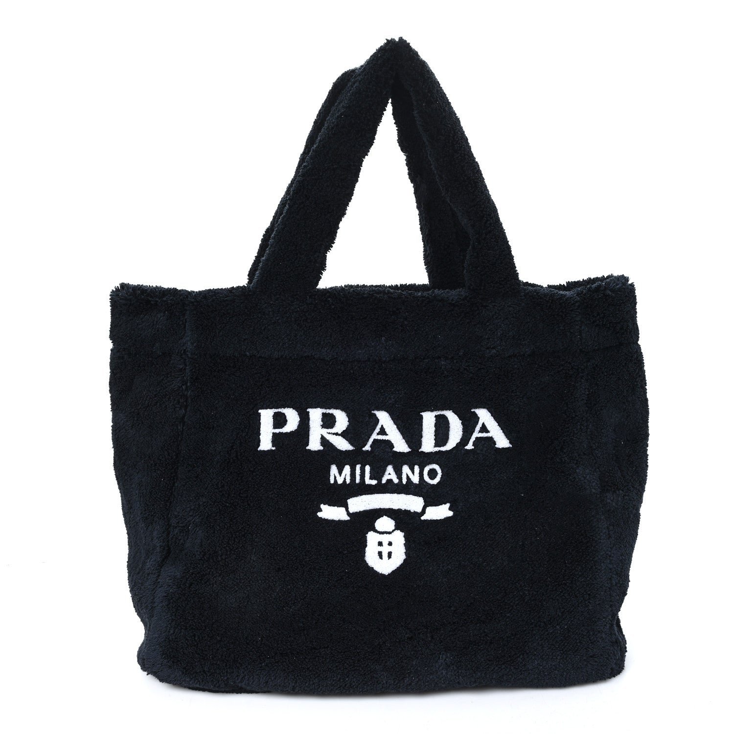 Prada Terry Cloth Tote Bag Black White