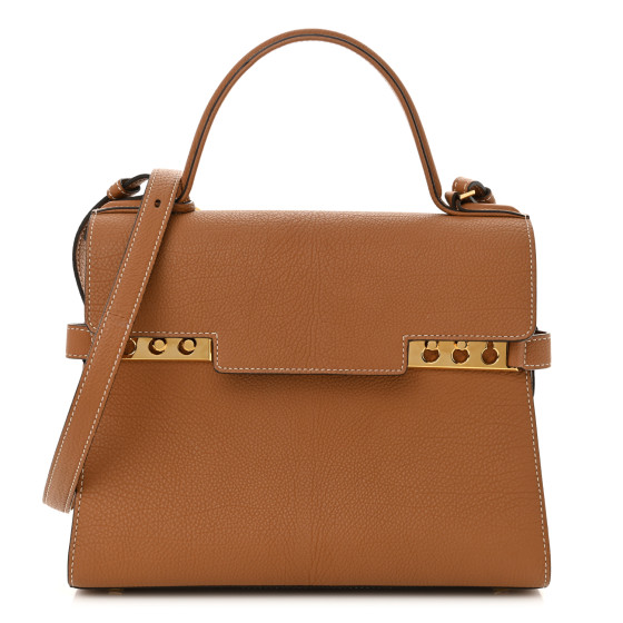Delvaux Crispy Calfskin MM Tempete Satchel Vegetal