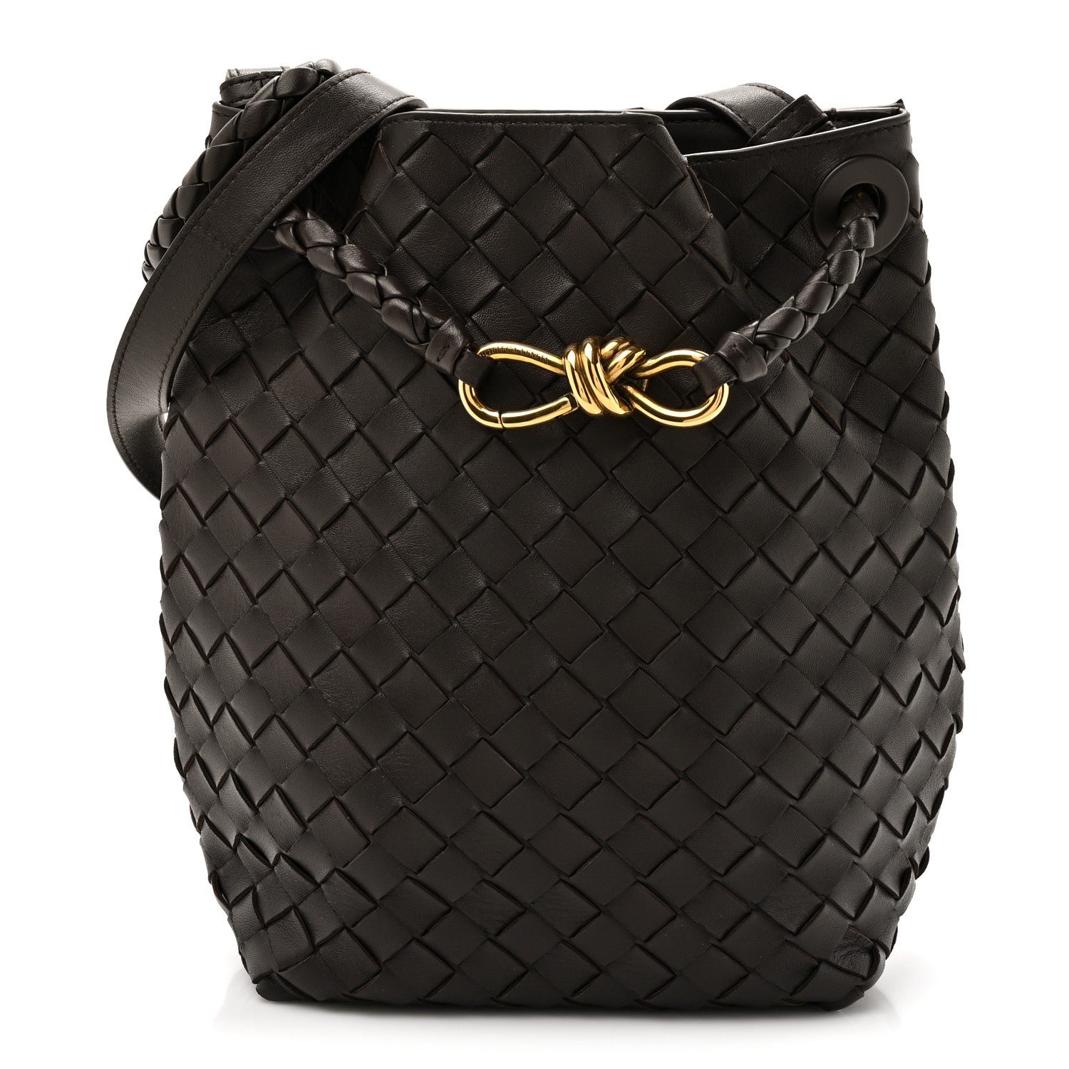 Bottega Veneta Nappa Intrecciato Small Andiamo Bucket Bag Fondant