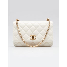 Chanel White Quilted Lambskin Leather Classic WOC Clutch Bag
