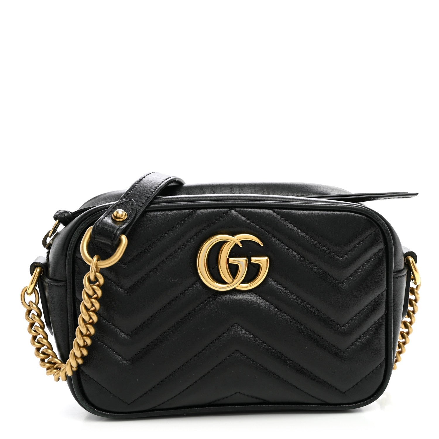 Gucci Calfskin Matelasse Mini GG Marmont Camera Bag Black