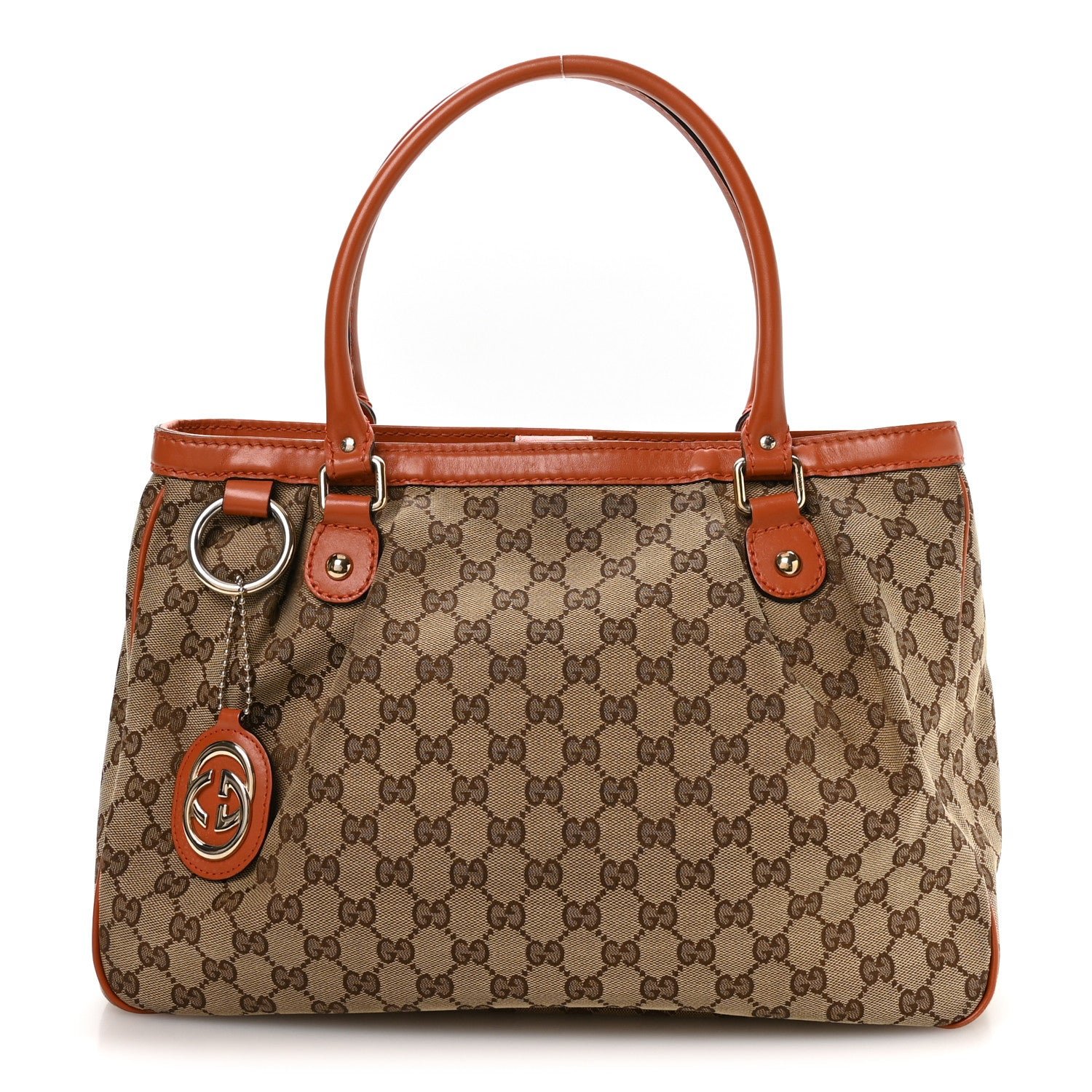 Gucci Monogram Medium Sukey Top Handle Tote Beige Orange