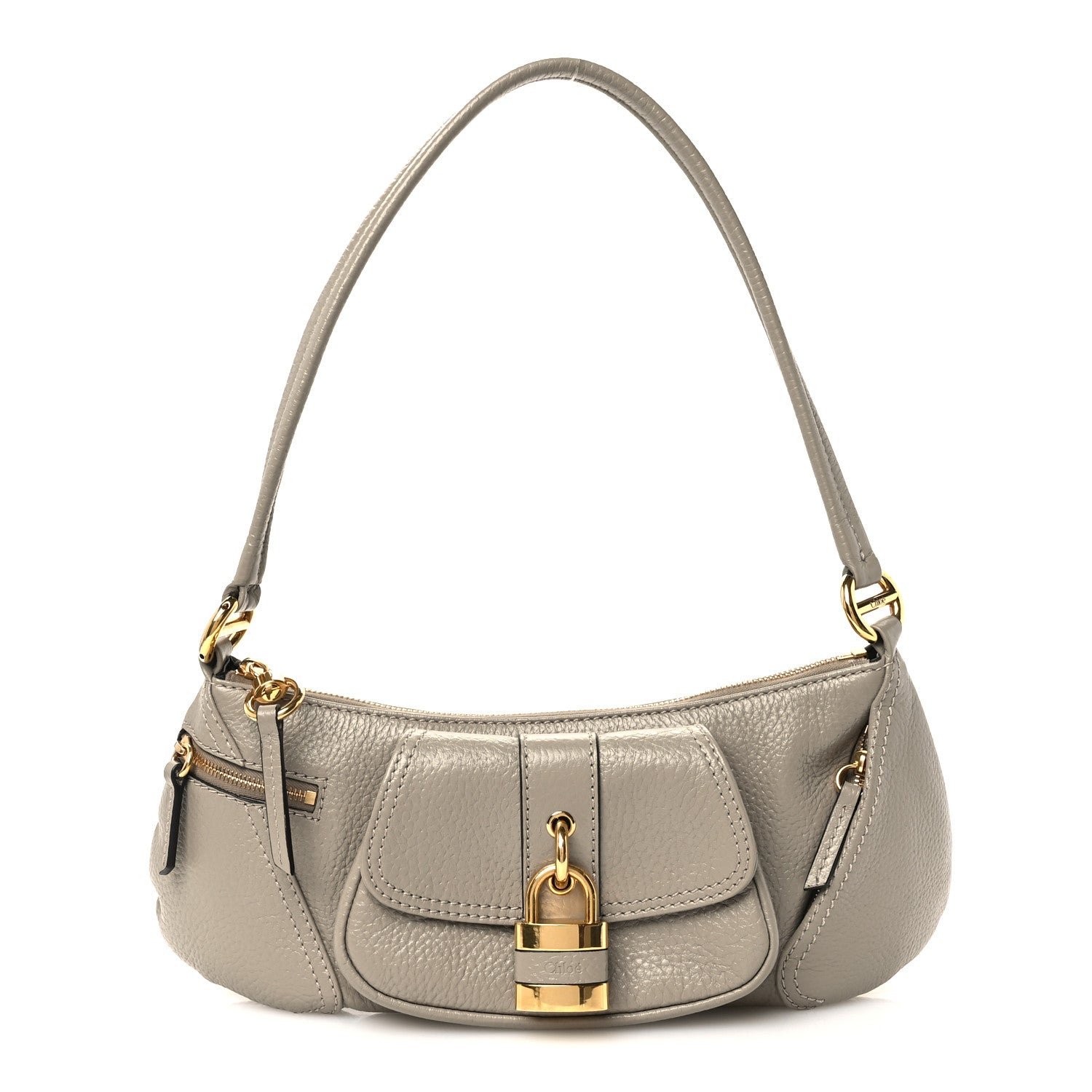 Chloe Grained Calfskin The 99 Shoulder Bag Motty Grey