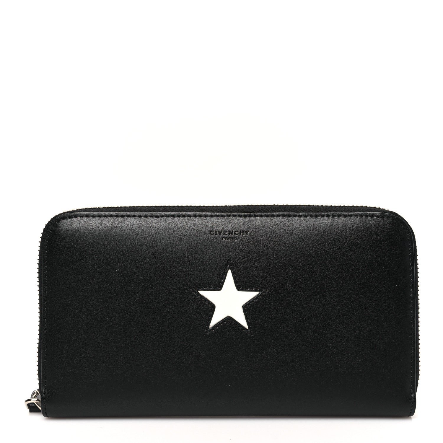 Givenchy Calfskin Star Pandora Zip Around Wallet Black
